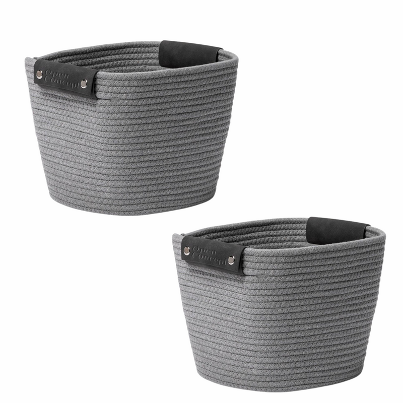 Coiled Rope Storage Basket Grey Large (Set of 2)