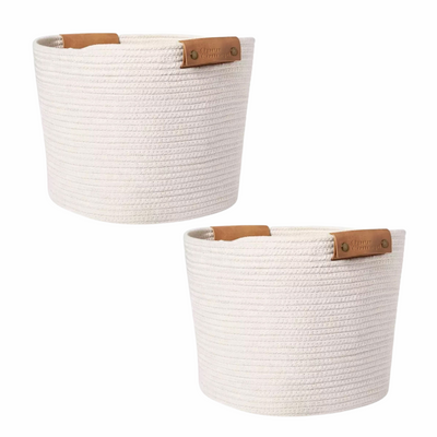Coiled Rope Storage Basket Cream Large (Set of 2)