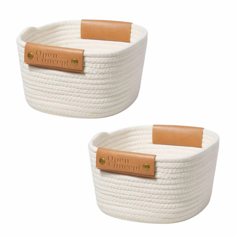 Coiled Rope Storage Basket Cream Medium (Set of 2)