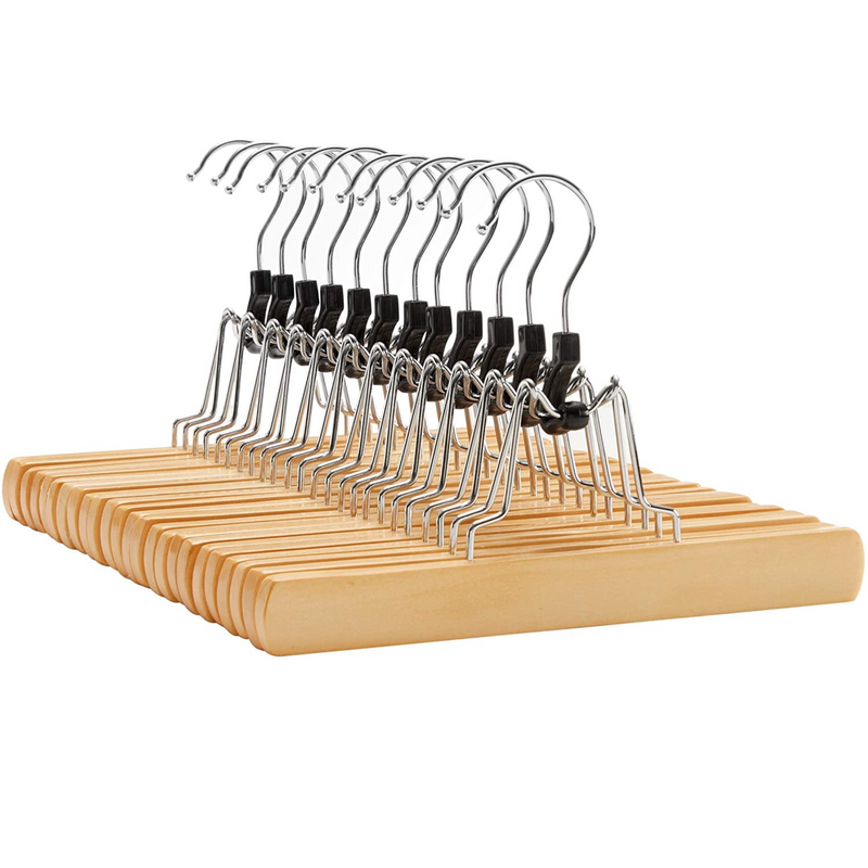 Wooden Non-Slip Pant Hangers (Set of 12)